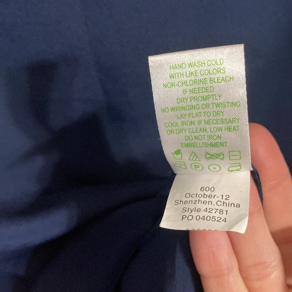 Lilly Pulitzer Gold Stud Navy Cold Shoulder Top - Picture 9 of 10